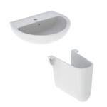 Umywalka Rekord - B55 cm, H17 cm, T42 cm, z otworem na baterię, z przelewem Półpostument Rekord